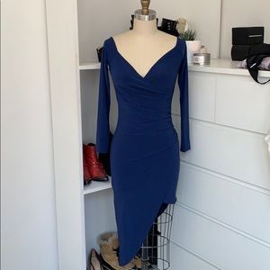 Missguided Dresses - NWOT Missguided Blue Asymmetrical Wrap Dress Missguided Dresses - NWOT Missguided Blue Asymmetrical Wrap Dress